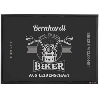 Herz & Heim® Fußmatte mit Namen Bedruckt für echte Biker aus Leidenschaft 70 cm x 50 cm (B/H)
