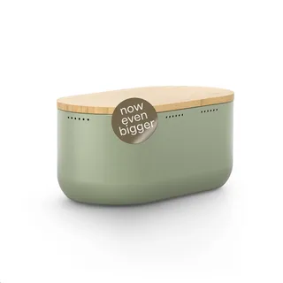 LARS NYSØM Brotkasten aus Metall - Brotkasten mit Schneidebrett - Brotkorb | 34x19,5x13,5cm - Ovale Brotbox mit Deckel aus Bambus - Hält Brot lange frisch - Mit Schneidebrett und rutschfesten Noppen
