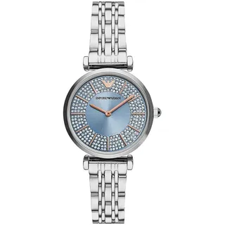 EMPORIO ARMANI Watch for Women, 32mm Zweizeiger-Quarzwerk mit silberfarbenem Edelstahlarmband