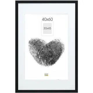 Deknudt Frames Bilderrahmen mit Passepartout - Schwarz - S66KF2 P1 40x60cm für Bild 30x45cm - Bilderrahmen Holz MDF - Bilder aufhängen