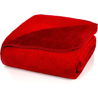 Glart Kuscheldecke uni burgunderrot XL Decke 150x200 cm Sofa, weiche & warme Wolldecke extra flauschig als Sofadecke Couchdecke, kuschel Wohndecke Kuscheldecke, Plüsch Sofaüberwurf Decke, U2B