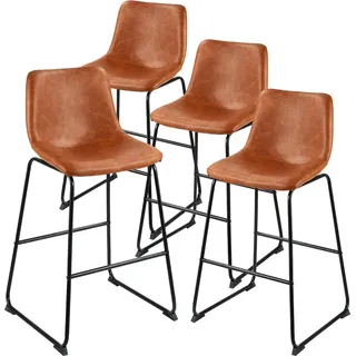 SucceBuy Barhocker Thekenhocker 4er-Set (945 mm hoch) Küchenstuhl aus Kunstleder mit Rückenlehne & Metallgestell, Bistrostuhl (149,7 kg Tragfähigkeit) für Küche, Esszimmer, Kücheninsel oder Bar, Braun - Braun