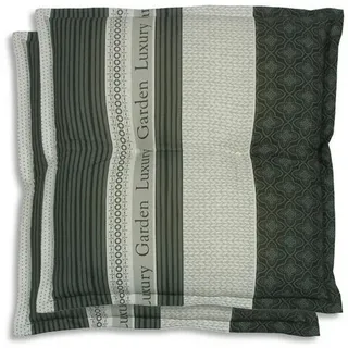 Gartensitzkissenset , Anthrazit , Textil , 2-teilig , Schriftzug , Füllung: Schaumstoff, Vlies , 50x7x50 cm , Oeko-Tex® Standard 100 , pflegeleicht, hochwertige Qualität, langlebig, für den Außenbereich geeignet , Gartenmöbel, Gartenpolster & Auflagen, Gartenkissen