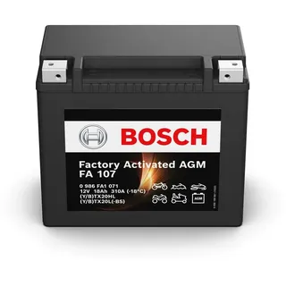 Bosch FA107 - AGM-Motorradbatterie - 12V 310A 18Ah - Geeignet für Motorräder, Motorräder, Enduros, Roller, Quads, Jetskis - Kompatibel M6023, BTX20HL, BTX20L-BS, BTX20L