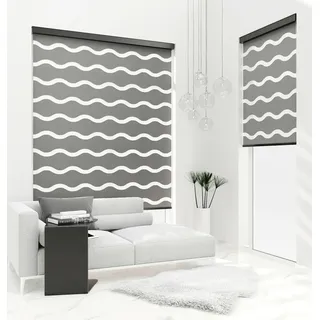 PREMIUM DOPPELROLLO WELLE GRAFIT mit Alu Kassette (100x220 cm, Kassettenfarbe: schwarz) - Schwarz