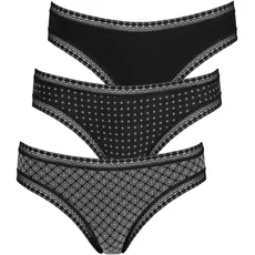 LASCANA Brasilslip, (Packung, 3 St.), aus elastischer Baumwolle mit weicher Spitze, schwarz