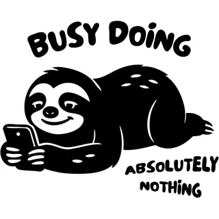 Lustiger Faultier-Wandaufkleber – Chill Vinyl-Aufkleber für Schlafzimmer, Büro, Lounge, Wohnheim, Raumdekoration, Busy Doing Absolutely Nothing