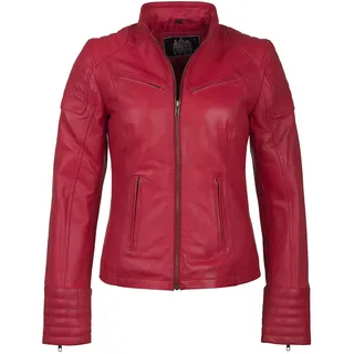 URBAN 5884 Damen Lederjacke, Jacke aus echtem Lammfell, Kurz und Enganliegend, Glattes und Weiches Leder, Rot, M