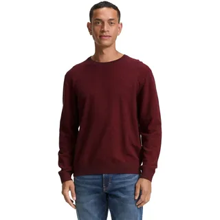 Tom Tailor 1047570 Structured Crewneck Knit Pullover - Samba Red Navy Twotone L