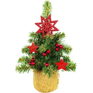 Geschmückter künstlicher Weihnachtsbaum mit 24 Ornamenten TINY 6 im Topf 25 cm - Bunt