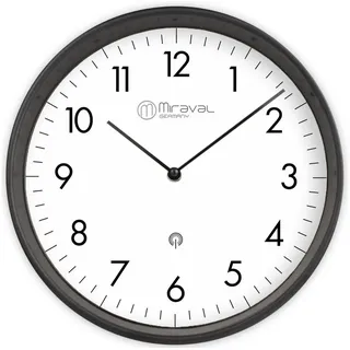 Miraval Design Kunststoff, analog, Funkuhr, Ø 25 cm, schwarz,