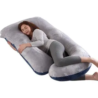 Geburtshelfer J-Form in 145 x 70 cm mit abnehmbarer und wasbarer Überzug - Grau + Blau schwarz Samt