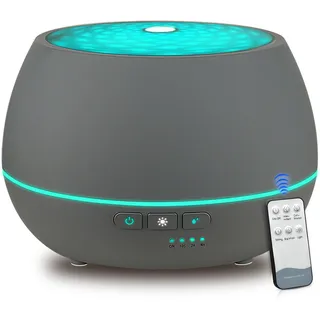 Aroma Diffuser mit Fernbedienung, 500ml Duftöl Ätherische Öle Diffuser Luftbefeuchter für Raum, Sprühzeit Bis zu 12H, 7 Farb-LED, 4 Timer, Kalter Nebel, Waterless Auto-Off