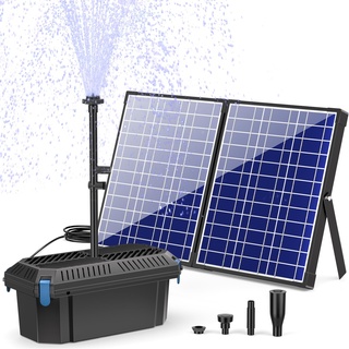 Biling Solar Teichpumpe mit Filter - 1500 l/h 30W Solar Teichfilter Komplettset mit Pump für Teiche und Wasserfall bis 2000l - Solar Filterpumpen für Garten Pool Wasserspiel