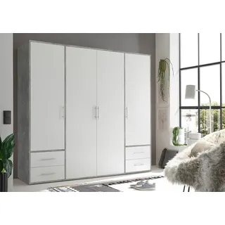 SchlafKONTOR Drehtürenschrank Valencia 206 x 195 x 60 cm Weiß