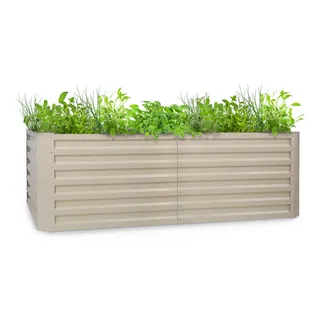 Blumfeldt Hochbeet aus Metall, Wetterfestes Stahl-Hochbeet für Balkon & Garten, Rostfreies Hochbeet Verzinkt, Freistehende Hochbeete 200x60x100 cm, 1200L Pflanzkübel Groß für Blumen, Obst, Gemüse - Beige