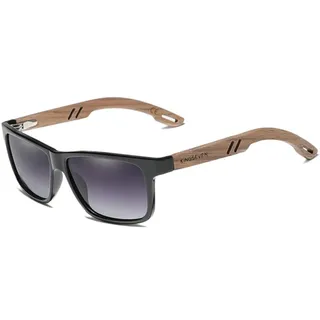 KINGSEVEN Marke Design TR90 + Walnuss Holz Handgemachte Sonnenbrille Männer Polarisierte Brillen Zubehör Sonnenbrille Verstärktes Scharnier (Farbverlauf Grau)