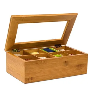 Relaxdays Teebox, Vorratsbehälter, Braun