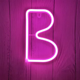 ENUOLI LED Neon Buchstaben Lichter Rosa Neonschild Leuchten Buchstaben Neonschild Batterie/USB Beleuchtete Buchstaben Neon Nachtlicht Dekor für Kinderzimmer,Hochzeit,Weihnachten,Valentinstag(B)