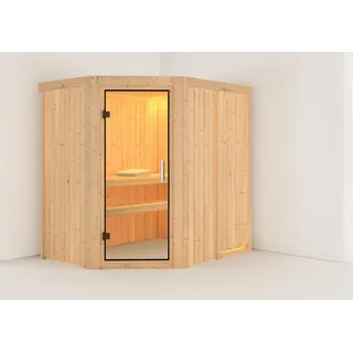 Karibu Sauna Saja (Eckeinstieg), Ganzglastür, klar, ohne Zubehör