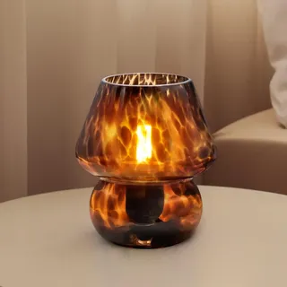 Dawnwake Pilz Nachttischlampe Tischlampe, Led Dimmbar Tischleuchte Deko Wohnzimmer, Schlafzimmer Tischlampen, Mushroom Bedside Table Lamp, Keramikbasis Glas Klein Nachtlampe (Schwarz)