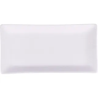 Villa D'Este Home Tivoli 1996 Set mit 6 rechteckigen Untertassen 23,7 x 12 cm aus Steingut, Horeca White