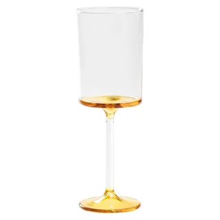 Discobolo Set aus 4 Weißweingläsern aus mundgeblasenem Borosilikatglas mit gelbgoldenem Boden, 31 cl Fassungsvermögen, edel und vielseitig nutzbar