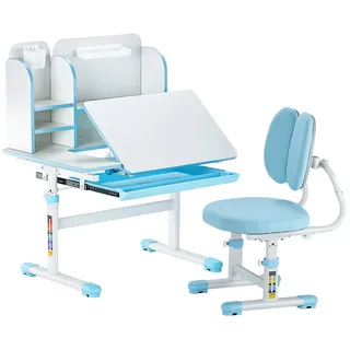 Vevor Kinderschreibtisch mit Bücherregal 54-73 cm MDF blau