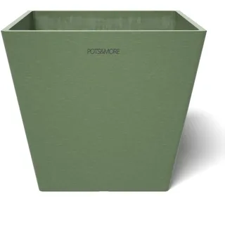 POTS&More Pflanztopf Prismo 20 (20 cm, quadratische Form, Farbe Olivgrün, Höhe 18 cm, Übertopf Kunststoff, für Zimmerpflanzen) VP022004