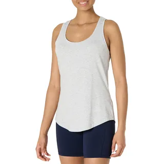 Amazon Essentials Damen Baumwoll-Racerback-Top, weiches leichtes Yoga-Tanktop mit U-Ausschnitt, Hellgrau Meliert, XXL