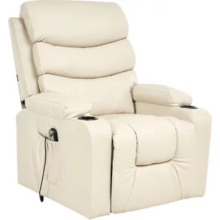 BELIANI Sessel Beige Kunstleder Elektrisch Verstellbar mit Armlehnen Fußstütze Relaxfunktion Seitentasche Modern Wohnzimmer Relaxsessel Fernsehsessel - Beige