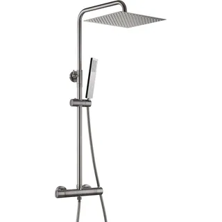 Görbach Thermostat Duschsystem Komplettset Gunmetal Grau 30x30cm