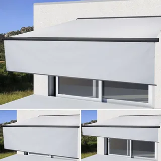 Elektrische Vollkassetten-Markise T124, 4,5x3m ausfahrbarer Volant Acryl Creme, anthrazit - Beige