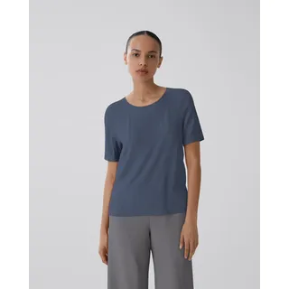 Kurzarmshirt VILA "VIPLISA O-NECK S/S TOP - NOOS", Damen, Gr. XS, blau (vintage indigo), Jersey, Obermaterial: 65% Polyester, 35% Viskose, unifarben, regular fit normal, Rundhals, Shirts Kurzarmshirt