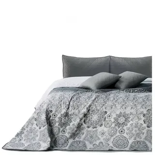DecoKing 77214 Bettüberwurf 240 x 260 cm Grau/Silber/Weiß