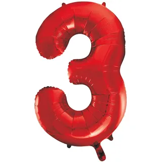 Unique Party Supplies 55853 Riesenzahl 3 Luftballon - 86 cm - Rot