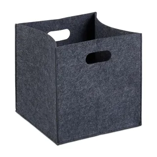Relaxdays Filzkorb Aufbewahrungskorb faltbar 31 x 31 x 2 cm grau