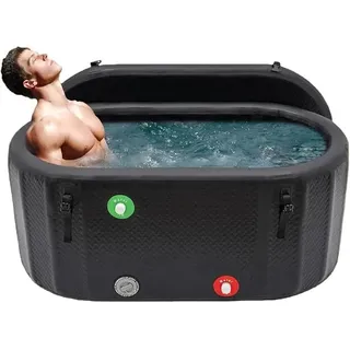 Faltbare Aufblasbare Eisbadewanne, Große Eisbad Badewanne zur Regeneration mit Pumpe, Tragbare Eistonne, Eisfass Kältetauchwanne, Eisbaden Tonne für Sportler, Zuhause (132x70x62cm, 275L) - Schwarz
