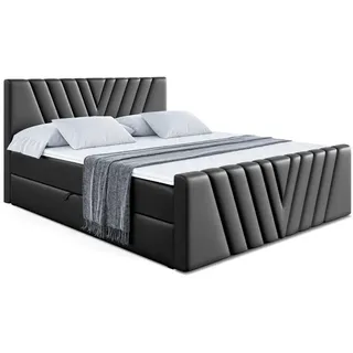 altdecor Boxbett, Schwarz Hochglanz, Holzwerkstoff, Höhe ca. 20 cm 200x200 cm, Schlafzimmer, Betten, Boxspringbetten