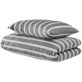 SCHIESSER Colorado Gestreift Dunkelgrau 135 x 200 cm + 80 x 80 cm