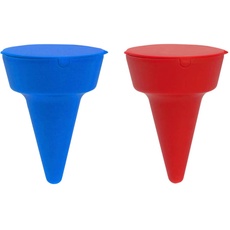 Strandaschenbecher mit Kegeldeckel 【Anti-Geruchsverschluss】 tragbarer Aschenbecher - 2 Stück - 【6 cm】 - Rot/Blau