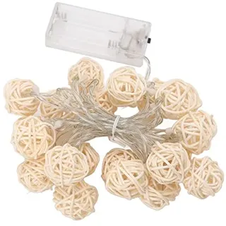 Garosa 3 Meter Rattan-Kugel-Lichterkette mit 20 LEDs Batterie-Lichterkette Schlafsaal-Geburtstags-dekorative Lichtfarbe-Lichterkette Deko Kugel