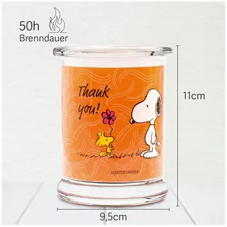 Peanuts Duftkerze im Glas | Duftkerze Thank You | Geschenke für Frauen | Duftkerze Vanille | Deko für Zuhause | Kerze im Glas mit hoher Brenndauer bis zu 50h