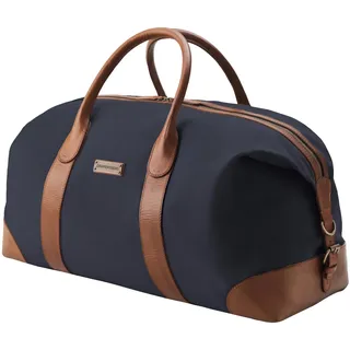 DRAKENSBERG Canvas Leder Weekender 'David' (60cm) große Reisetasche Herren Damen, wasserabweisend, erweiterbar | 60L, Marine-Blau, DR00156