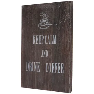 MCW Wandschild Keep Calm Shabby-Look Dunkelbraun , Holz , Paulownia , 31x41x2 cm , Bilder & Rahmen, Wanddeko