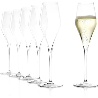 Stölzle Lausitz Champagner Glas Q1 / Mundgeblasenes Set 6-teilig / Hochwertige Sektgläser aus Kristallglas / Aperitif, Prosecco Gläser / Sektflöten