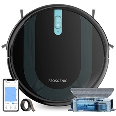 Proscenic 850T WLAN Saugroboter, Staubsauger Roboter, Alexa & Google Home & Appsteuerung, Saugroboter mit Wischfunktion, 3000Pa Saugleistung auf Teppichen und Hartböden, Schwarz+blau