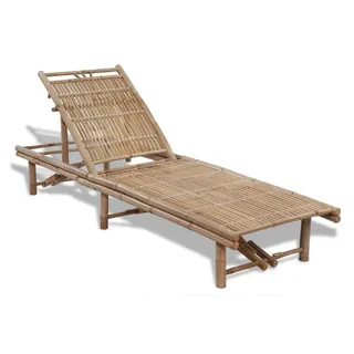 vidaXL Sonnenliege Bambus , Braun , Naturmaterialen , Rechteckig , 65x87x200 cm , Gartenmöbel, Gartenliegen