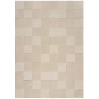 Wollteppich , Beige , Textil , Struktur , rechteckig , 160x230 cm , Reach, AZO-frei, Handmade in India , für Fußbodenheizung geeignet, pflegeleicht , Teppiche und Böden, Teppiche, Schafwollteppiche