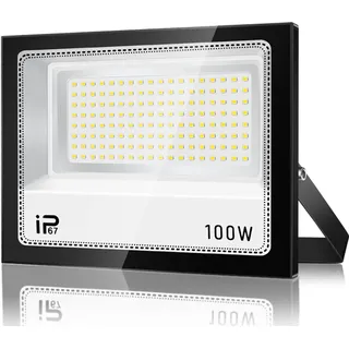 LED Strahler Außen 100W, IP67 Wasserdicht Superhell Fluter, 10000LM Außenscheinwerfer, 7000K Kaltweiß Flutlicht für Auffahrt, Hinterhof, Garten, Werkstatt